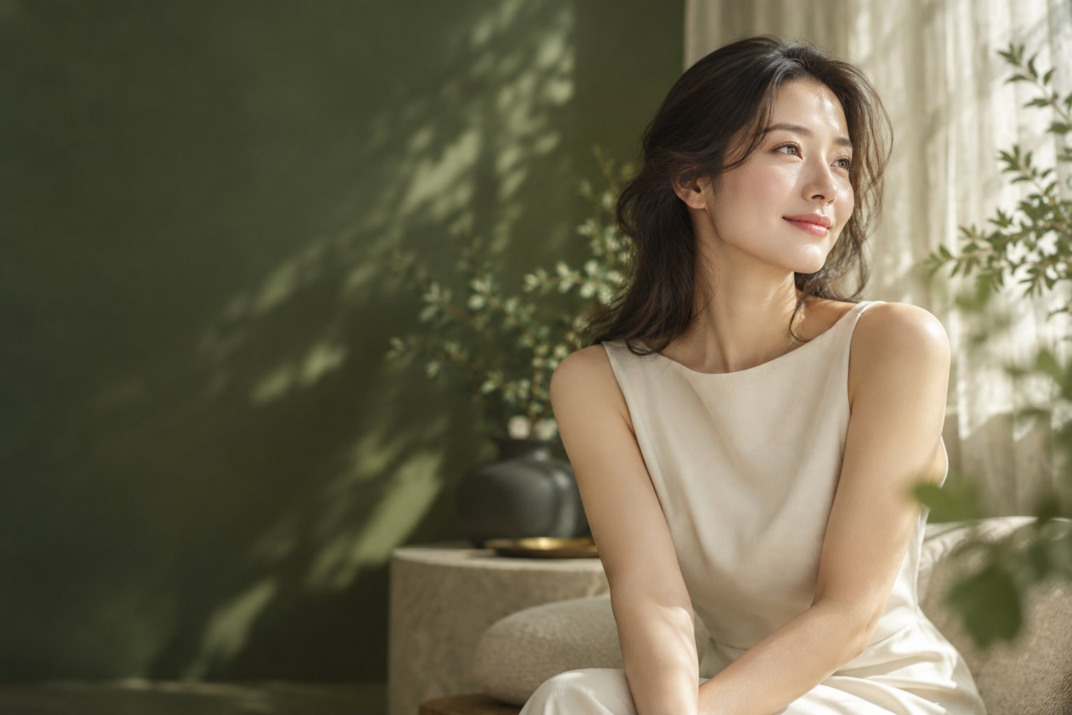 자연광 속 성인 모델의  이미지